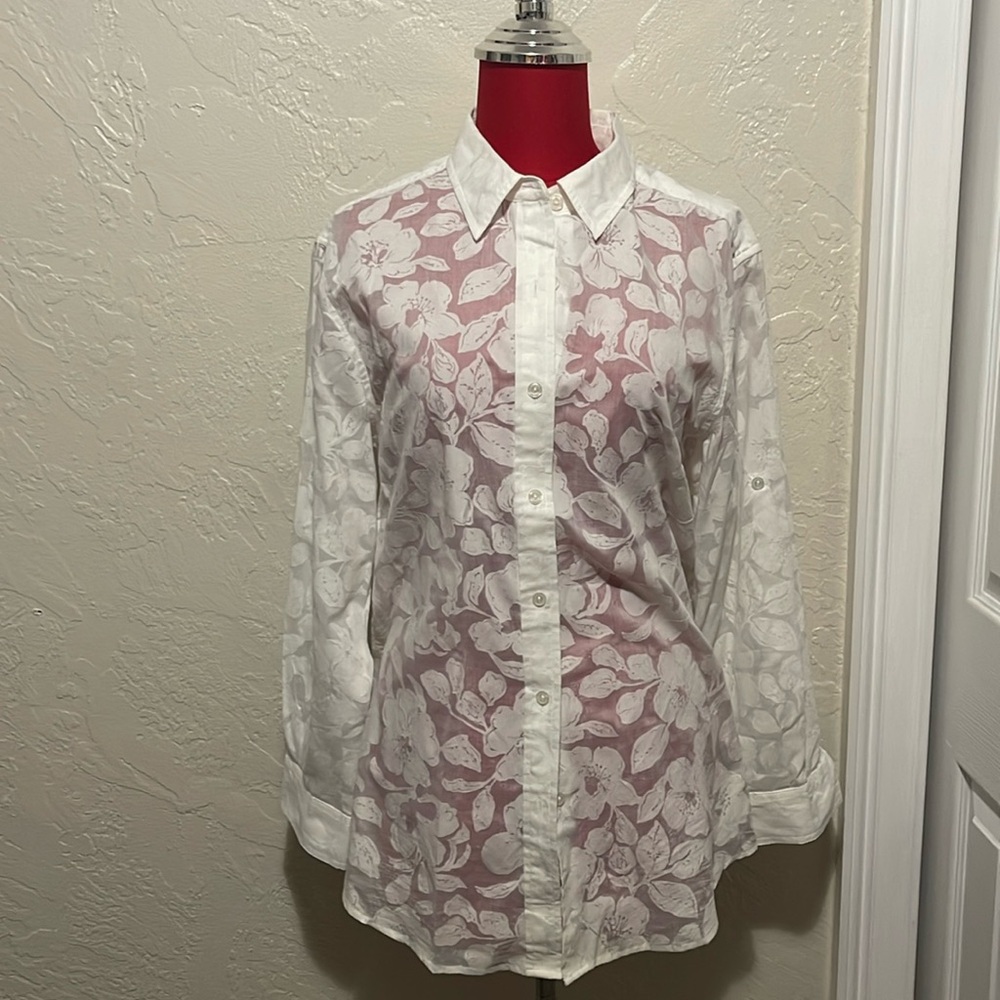 See Through Floral Dress Shirt